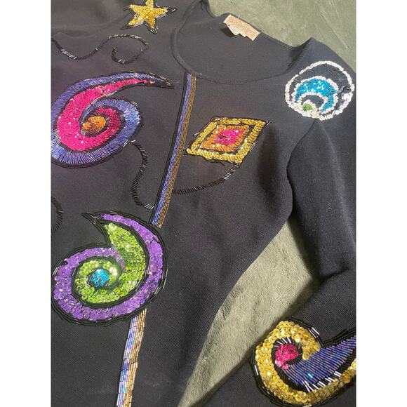 Vintage 80s OUTLANDER knit top with sequin detail SZ Large - Picture 2 of 10